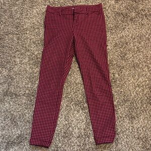 Old Navy Plaid Ankle Pants in pink and maroon